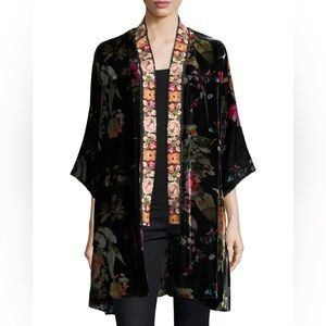 johnny was petite kehlani reversible floral velvet silk blend longline kimono